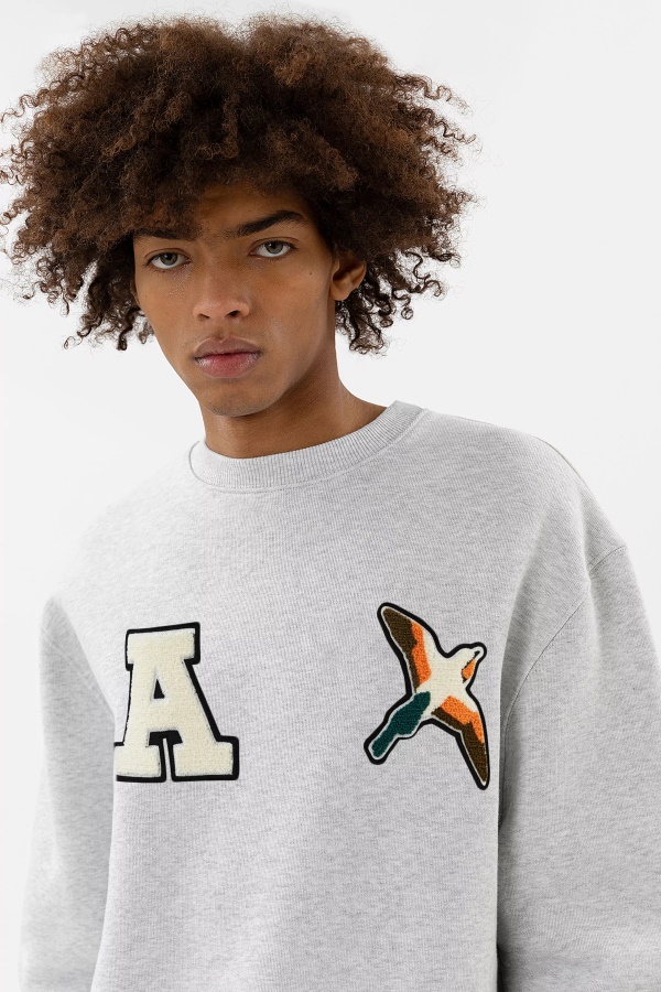 Axel Arigato Varsity Bee Bird Sweatshirt Light Grey Melange