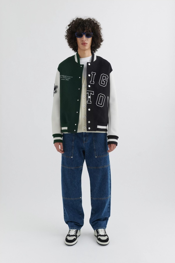 Axel Arigato Offense Varsity Jacket Green Black