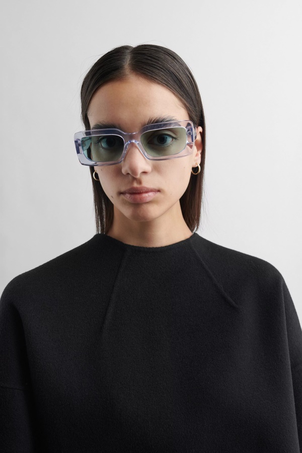 Arena Rectangular Sunglasses Transparent Green Axel Arigato