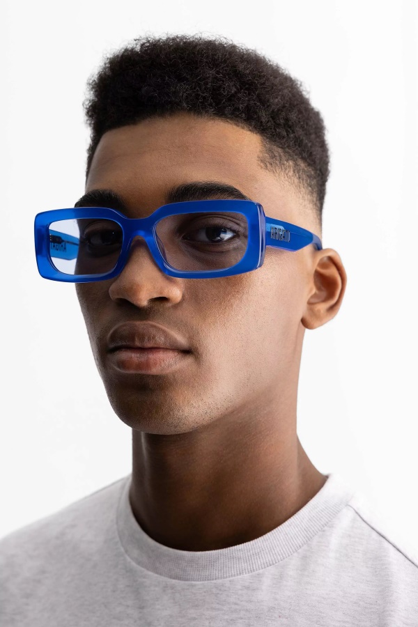 Axel Arigato Arena Rectangular Sunglasses Klein Blue Transparent
