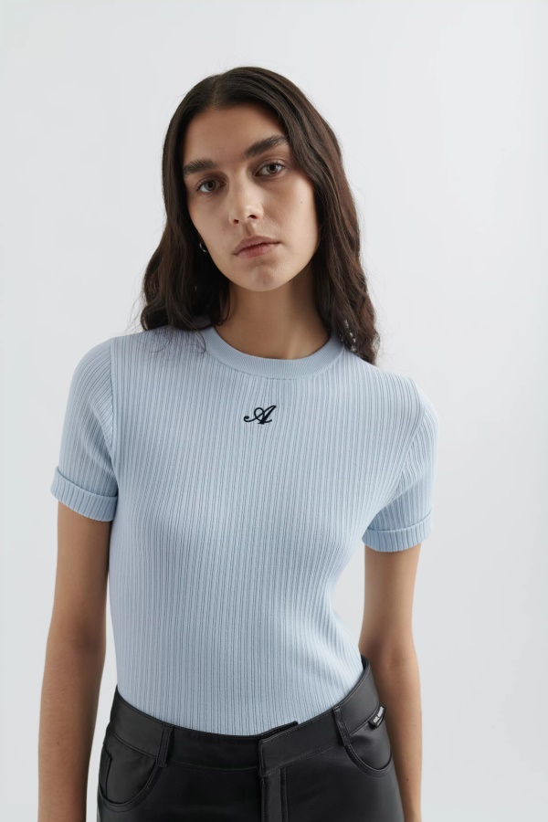 Axel Arigato Honour Knit T-shirt Light blue