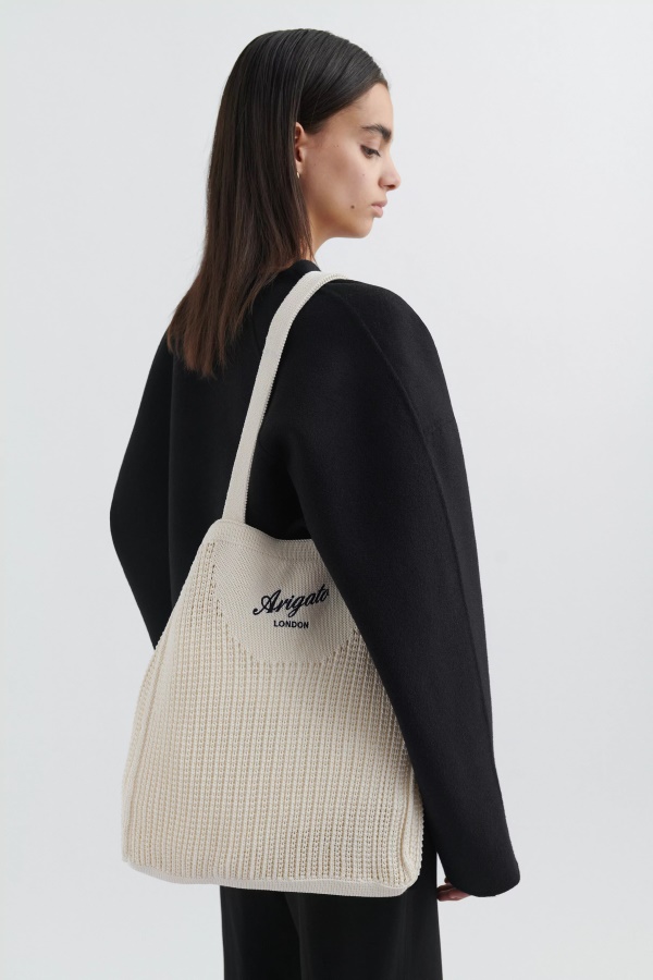 Axel Arigato Ecru Grid Knitted Shopper