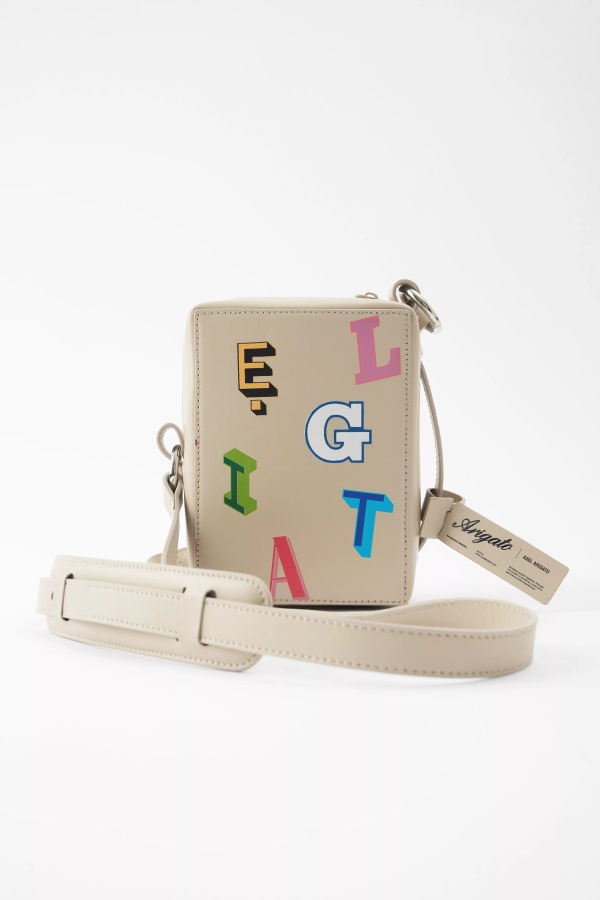 Cubic Monogram Leather Pouch Axel Arigato Pale Beige