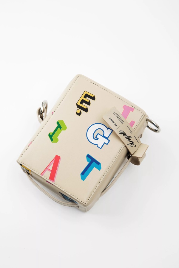 Cubic Monogram Leather Pouch Axel Arigato Pale Beige