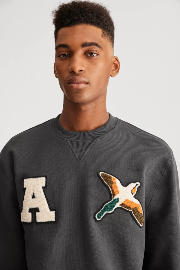 Axel Arigato Faded Black Varsity Bee Bird Sweatshirt