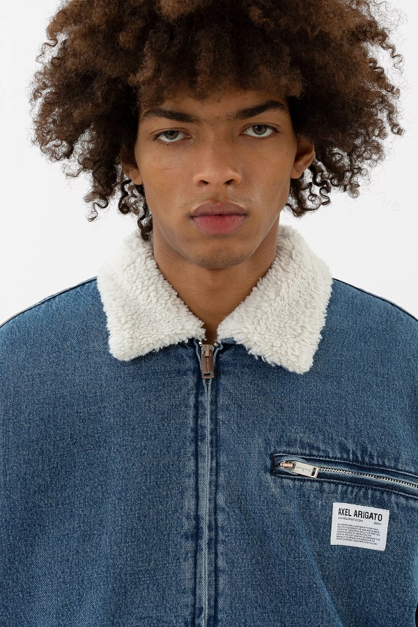 Axel Arigato Blue Stone Washed Crew Padded Denim Jacket