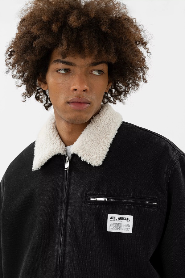 Axel Arigato Crew Padded Denim Jacket Black Stone Washed