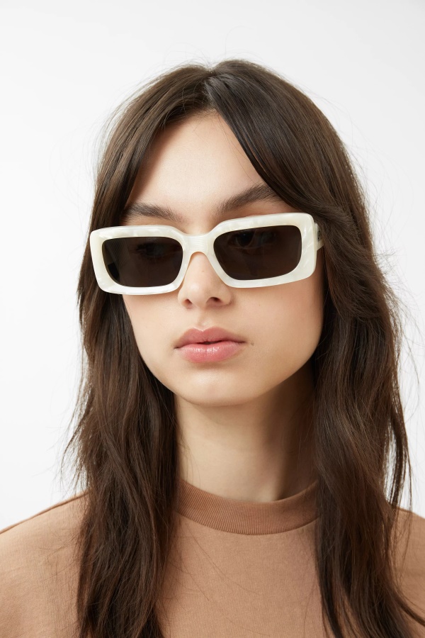 Axel Arigato Ivory Faded Brown Arena Rectangular Sunglasses