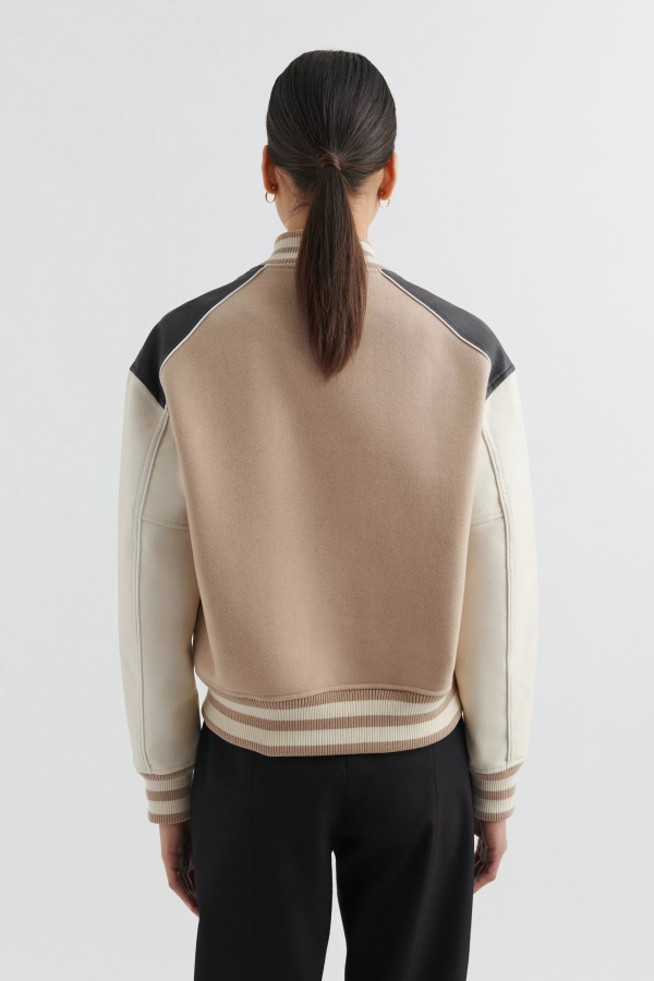 Ivy Varsity Jacket Pale Beige Black Axel Arigato