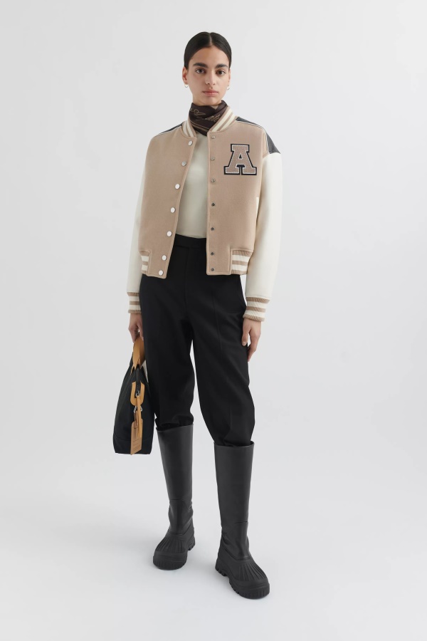 Ivy Varsity Jacket Pale Beige Black Axel Arigato