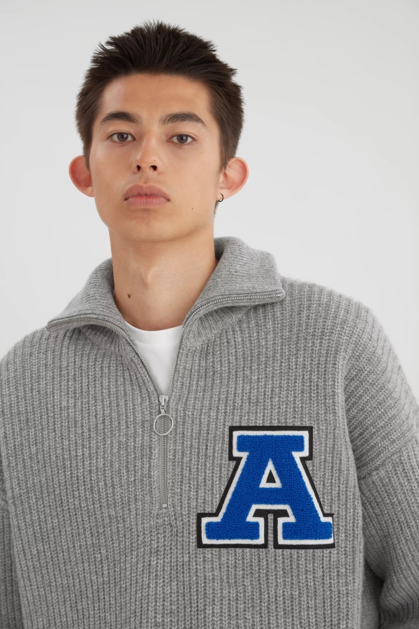 Axel Arigato Team Halfzip Sweater Grey Melange