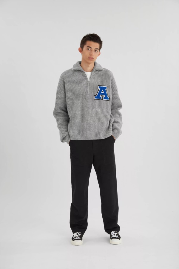 Axel Arigato Team Halfzip Sweater Grey Melange