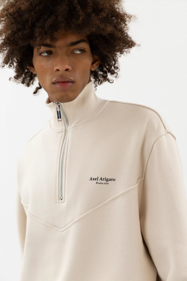 Axel Arigato Focus Half-Zip Sweatshirt Pale Beige