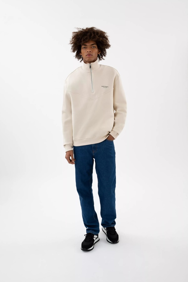 Axel Arigato Focus Half-Zip Sweatshirt Pale Beige