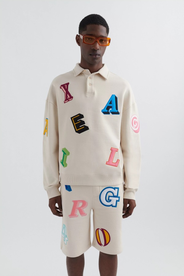 Axel Arigato Pale Beige Inferno Monogram Polo Sweatshirt