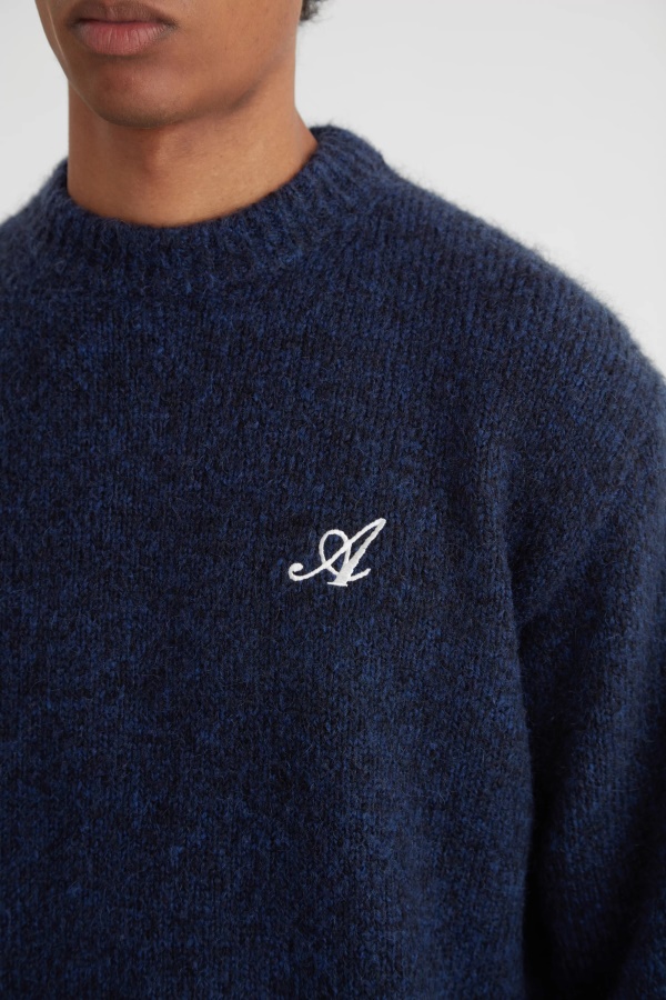 Axel Arigato Navy Blue Melange Initial Sweater